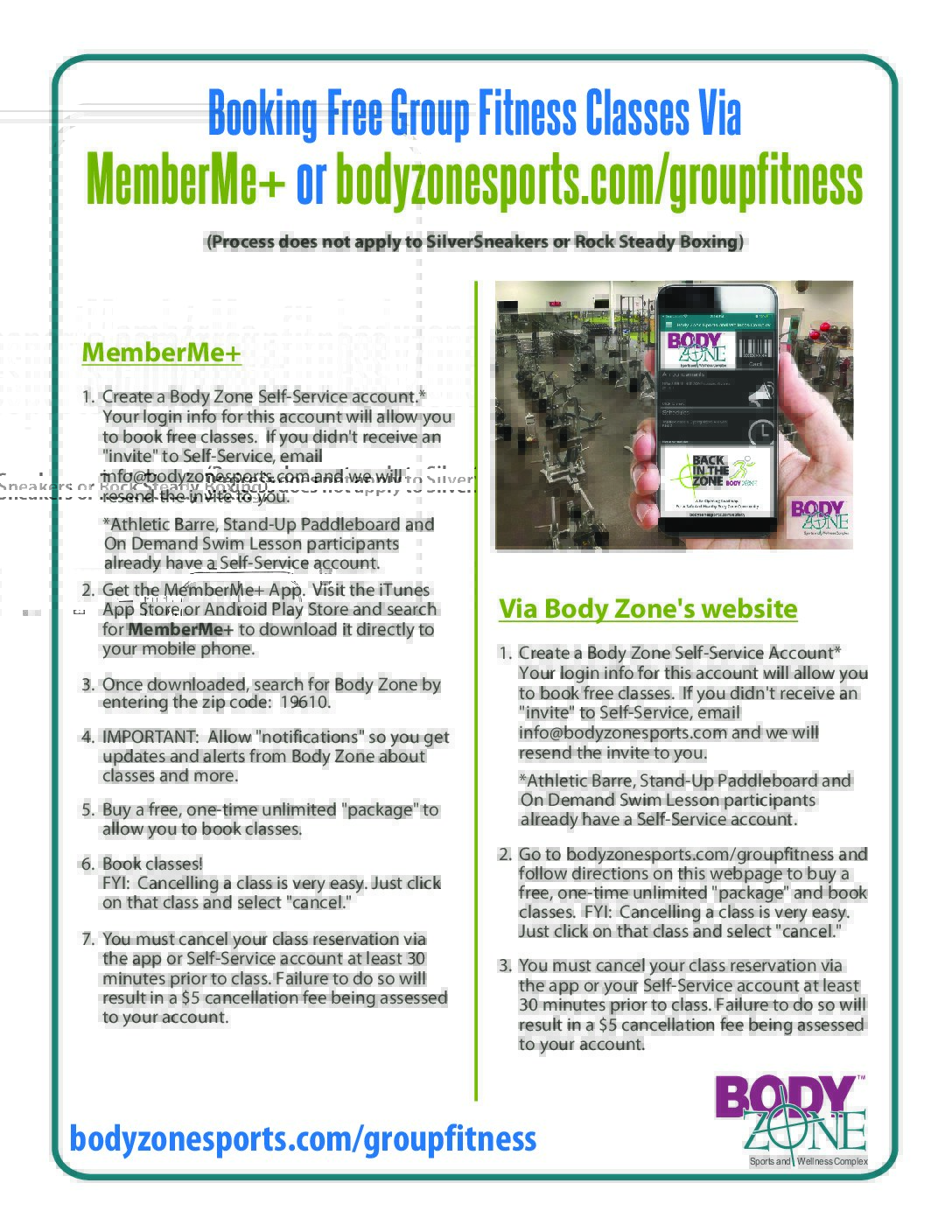 GROUP FITNESS BOOKING CLASSES FLYER_7 22 Body Zone Sports and