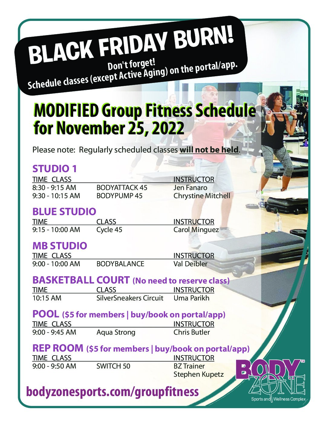 BLACK FRIDAY GROUPX FLYER 2022 Body Zone Sports and Wellness Complex