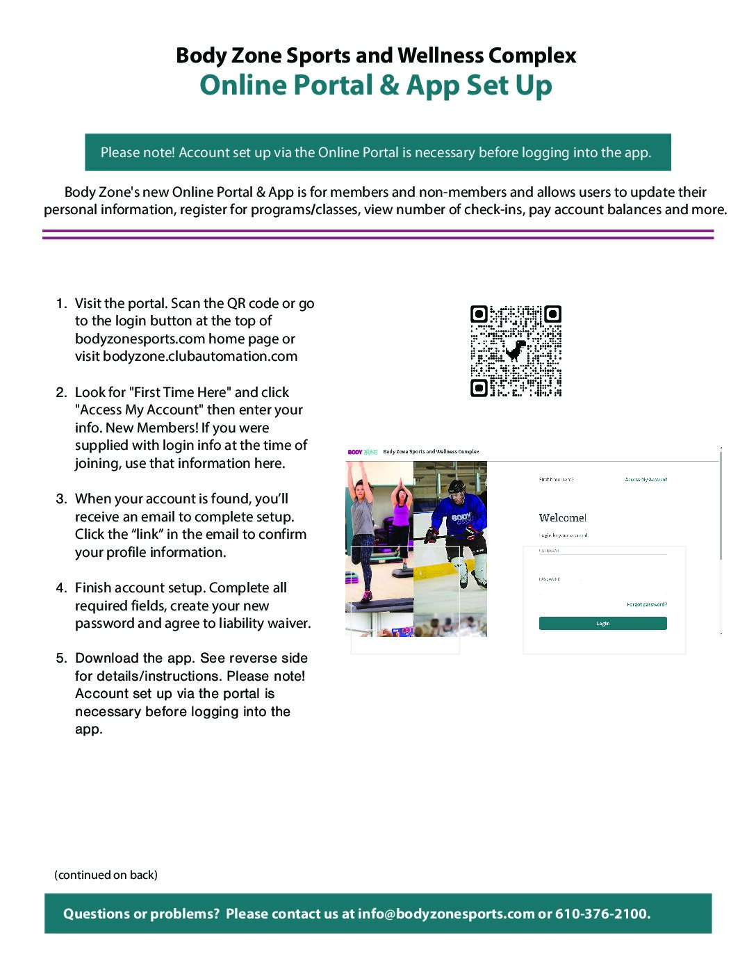 Body Zone Online Portal Set Up For Members And Customers rev 24 Oct